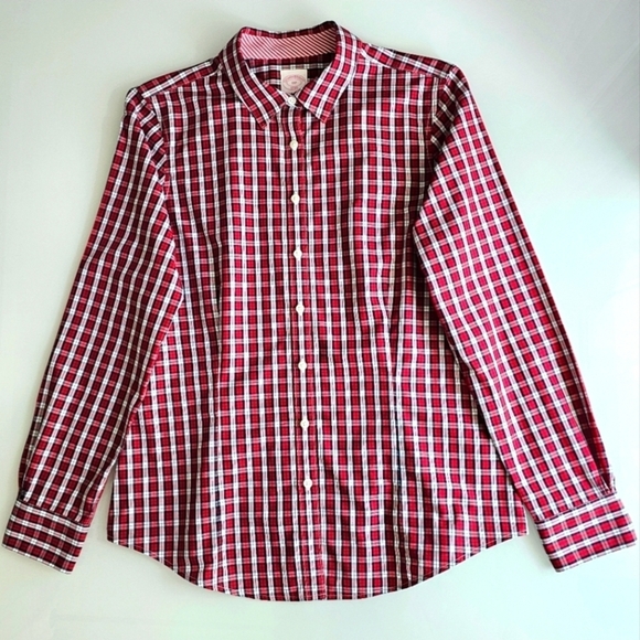 Brooks Brothers Red Plaid Fitted Non-Iron Cotton Button Shirt - Picture 13 of 16